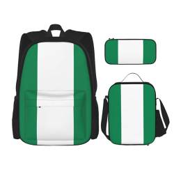 TRUKD Rucksack für Studenten, Flagge von Papua-Neuguinea, Tasche für Schule, Jungen, Mädchen, Tagesrucksack, Federmäppchen, Lunch-Tasche, Kombination, Flagge Nigerias, Einheitsgröße, Tagesrucksack von TRUKD