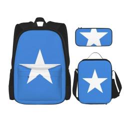TRUKD Rucksack für Studenten, Jemenitische Flagge, Tasche für Schule, Jungen, Mädchen, Tagesrucksack, Federmäppchen, Lunch-Tasche, Kombination, Somali-Flagge, Einheitsgröße, Tagesrucksack von TRUKD