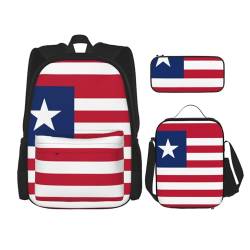 TRUKD Rucksack für Studenten, Maine State Flagge, Tasche für Schule, Jungen, Mädchen, Tagesrucksack, Federmäppchen, Lunch-Tasche, Kombination, Liberianische Flagge, Einheitsgröße, Tagesrucksack von TRUKD