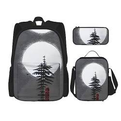 TRUKD Rucksack für Studenten, Wassermondhöhle, Tasche für Jungen, Mädchen, Federmäppchen, Lunchtasche, Kinder, 3-in-1 Büchertaschen, Schultaschen-Set, Mondkiefer, Einheitsgröße, Tagesrucksack von TRUKD