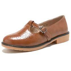 TRULAND Penny Loafers Damen Leder - Slip On Wingtip Oxfords Quaste Loafers Bequeme Freizeit Elegant Schuhe für Büro Arbeit, Braun Mj, 40 EU von TRULAND