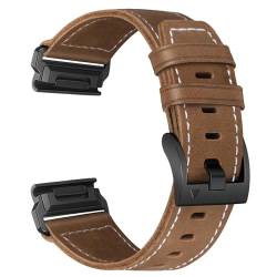 TRUMiRR Armband Ersatz für Fenix 7/6 Pro / 5 Plus, 22mm Leder Quick Release Easy Fit Uhrenarmbänder Edelstahl Adapter Armband für Garmin Forerunner 965 / Epix Gen 2 47mm / Instinct 2 von TRUMiRR