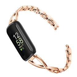 TRUMiRR Armband Kompatibel mit Fitbit Inspire 3 Frauen, Edelstahl Uhrenarmband Feminine Schmuck Armband Ersatzband für Fitbit Inspire 3/Fitbit Inspire 2 / Inspire HR/Inspire von TRUMiRR