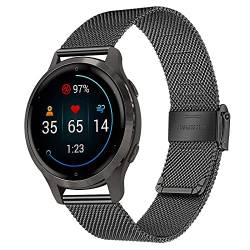 TRUMiRR Ersatz für Garmin Venu 3S/Venu 2S 40mm/Vivoactive 4S/Vivomove 3S Damen Armband, 18mm Metall Masche Edelstahl Uhrenarmband Ersatzband für Fossil Damen Q Venture HR Gen 4,Withings Steel HR 36mm von TRUMiRR