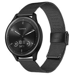 TRUMiRR Ersatz für Garmin Vivoactive 5/Vivoactive 3/Venu 2 Sq Music Armband, 20mm Mesh Gewebte Edelstahl Uhrenarmband Metall Armband Ersatzband für Garmin Vivoactive 5/Forerunner 245/645 Music von TRUMiRR