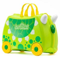 Trunki Handgepäck Und Kinderkoffer zum Draufsitzen | Kinder Risen Geschenk für Mädchen Und Jungen | Trolley Dudley Dinosaurier (Grün) von TRUNKI