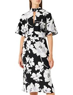 Truth & Fable Damen Midi A-Linien-Kleid, Schwarz Weiß Floral, 42 von TRUTH & FABLE