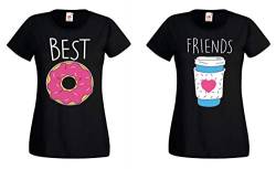 Best Friends T-Shirts Damen Beste Freundin BFF Mädchen - 1 Tshirt Donut Schwarz XS von TRVPPY