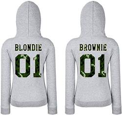 Beste Freundin Pullover Damen Hoodie Best Friends BFF - Blondie Camouflage-Grau Gr. S von TRVPPY