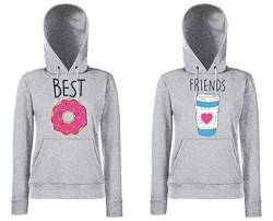 Damen Best Friends BFF Beste Freunde Pullover - 1 Hoodie Donut Grau Gr. XS von TRVPPY