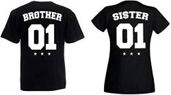 Herren Damen Brother Sister T-Shirt Bro Sis Shirt - 1x Herren Tshirt Schwarz M von TRVPPY