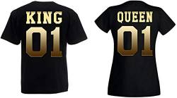 Partner Couple Pärchen King Queen T-Shirt - 1x Damen Tshirt Schwarz-Gold S von TRVPPY