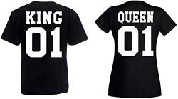 Partner Couple Pärchen King Queen T-Shirt - 1x Damen Tshirt Schwarz XL von TRVPPY