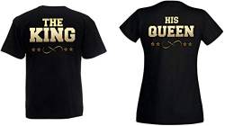 Partner Pärchen Couple The King His Queen T-Shirt Shirt - 1x Herren T-Shirt Schwarz-Gold L von TRVPPY