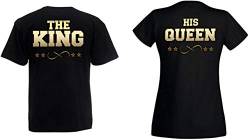 Partner Pärchen Couple The King His Queen T-Shirt Shirt - 1x Herren T-Shirt Schwarz-Gold XL von TRVPPY