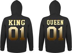 TRVPPY Herren Damen Partner Couple King Queen Pullover Pärchen Set - 1x Damen Hoodie Gold-Schwarz 4XL von TRVPPY