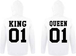 TRVPPY Herren Damen Partner Couple King Queen Pullover Pärchen Set - 1x Damen Hoodie Weiß L von TRVPPY