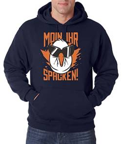 TRVPPY Herren Pullover Hoodie Dorfkind Spruch Logo Print - Navyblau M von TRVPPY