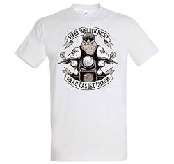 TRVPPY Herren T-Shirt Biker Werden Chrom Spruch Logo Print - Weiß 5XL von TRVPPY