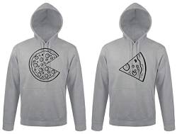 TRVPPY Partner Pullover Kapuzenpullover Pizza Couple King Queen - Damen Hoodie Grau Gr. M von TRVPPY