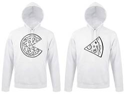 TRVPPY Partner Pullover Kapuzenpullover Pizza Couple King Queen - Damen Hoodie Weiß Gr. M von TRVPPY