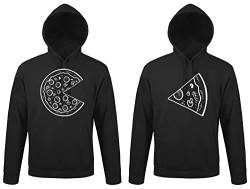 TRVPPY Partner Pullover Kapuzenpullover Pizza Couple King Queen - Herren Hoodie Schwarz Gr. L von TRVPPY