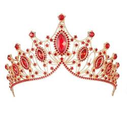 2 Stück Kronen-Haarband-Kopfschmuck, Prinzessin-Kronen-Stirnband for Frauen, Mädchen, Bräute, Hochzeit, Abschlussball, Geburtstagsfeier (Color : Red_2Pcs) von TRgqify-KM