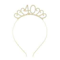 3-teiliges Kronen-Haarband-Kopfstück, Prinzessin-Kronen-Stirnband for Frauen, Mädchen, Bräute, Hochzeit, Abschlussball, Geburtstagsfeier (Color : Age 40-Style 1_3Pcs) von TRgqify-KM