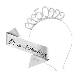 3-teiliges Kronen-Haarband-Kopfstück, Prinzessin-Kronen-Stirnband for Frauen, Mädchen, Bräute, Hochzeit, Abschlussball, Geburtstagsfeier (Color : Age 50-Style 4_3Pcs) von TRgqify-KM