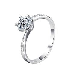 TRgqify-KM 925 Silber Schneeflocke Ring weiblich schlicht Premium Feeling Moissanit Simulation Diamant Ring Ehering Schmuck (Color : White Golden, Size : 8) von TRgqify-KM