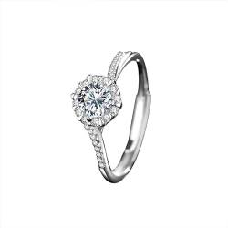 TRgqify-KM Moissan-Diamant-Schneeflocken-Diamant-Ring, 925er-Silberring, Schmuck, offene Hand, Schmuck, Hochzeit, Ehering von TRgqify-KM