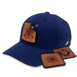 Baseball Cap mit Lederpatch, Basecap, Kappe mit wechselbaren Motiven, Patch, Tattoo, Taschenuhr, Kompass, Wegweiser Size XS/S blau von TS