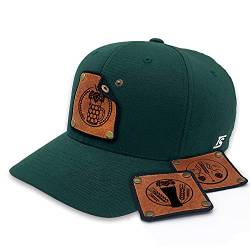 TS Baseball Cap mit Lederpatch, Basecap, Kappe, Mütze mit wechselbaren Motiven, Patch, Bierkrug, Hopfen, Weizen, Size L/XL grün von TS