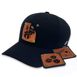 TS Baseball Cap mit Lederpatch, Basecap, Kappe, Mütze mit wechselbaren Motiven, Patch, Casino, Pokern, Pokerkarten, Pokerchips, Würfel, Size L/XL schwarz von TS