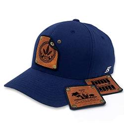 TS Baseball Cap mit Lederpatch, Basecap, Kappe, Mütze mit wechselbaren Motiven, Patch, Surfer, Surfbrett, Palmen, Beach, Chillax Size L/XL blau von TS