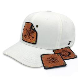 TS Baseball Cap mit Lederpatch, Basecap, Kappe mit wechselbaren Motiven, Patch, Tattoo, Taschenuhr, Kompass, Wegweiser Size S/M weiß von TS