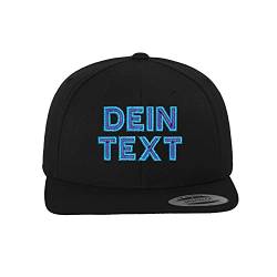 TS Snapback Cap, Basecap, Cape, Kappe, Baseballmütze, Mütze Customized, individualisiert, selbst gestaltet mit eigenem Text Namen besticken Lassen (Schwarz) von TS