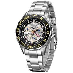 TSAR BOMBA Luxus Herren Hybrid Power GMT Uhr - 200M Wasserdicht Automatik Herrenuhr - Japanisches Uhrwerk Saphirglas - Drehbare Lünette Leuchtend Kalender Elegantes Geschenk für Männer von TSAR BOMBA
