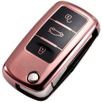 TSB Werk Schlüsselanhänger Autoschlüsselhülle Premium Schutzhülle Hülle Rosa, Cover, Hochglanz, VW, Skoda, Seat von TSB Werk