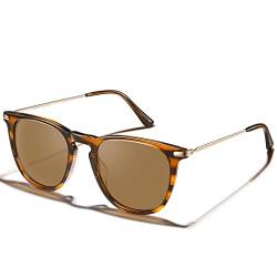 TSEBAN Vintage Damen Sonnenbrille Polarisierte Frauen Brille, Acetat-Rahmen & UV 400 Schutz,Schildpatt; Linse: Braun,Einheitsgröße von TSEBAN