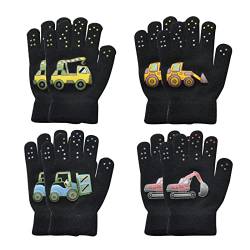 TSHAOUN 4 Paar Kinderhandschuhe,Kids Warm Magic Gloves，Winter Thermal Gloves Full Fingers Kid's Gloves for Age of 5~12 Years Boys Girls. (Schwarz) von TSHAOUN