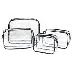 TSHAOUN 4 Stück Transparent Kulturbeutel Make-up Tasche Handtasche Kosmetikbeutel,Kulturtasche Transparent mit Reißverschluss,PVC Wasserdicht Große Reise Kulturtasche für Männer, Frauen(4 Stück) von TSHAOUN