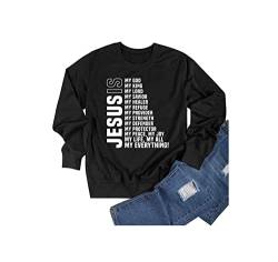 TSIIUO Damen Jesus is My Everything Christian Sweatshirt Lustig Jesus Christus Bibelvers Pullover Tops Tees, Schwarz, S von TSIIUO