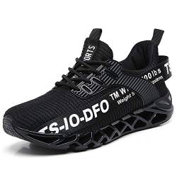 TSIODFO Herren Laufschuhe Athletic Walking Sneakers, Schwarz Weiß, 45 EU von TSIODFO