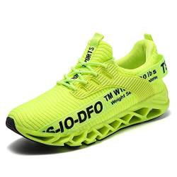 TSIODFO Sport-Laufschuhe für Herren, Netzstoff, atmungsaktiv, Traillaufschuhe, modische Sneakers, Schwarz (A55 fluoreszierendes Grün), 45 EU von TSIODFO