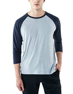 TSLA Herren 3/4-Ärmel-Baseball Langarmshirts, dynamisches, athletishes, Sport-Jersey, Casual-Cotton Raglan T-Shirt, Mts57 1pack - Oxfordgrey & Navy, M von TSLA