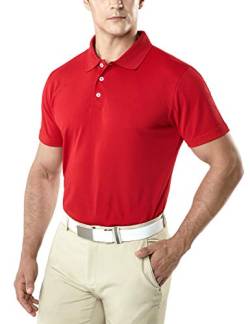 TSLA Herren Kurzarm Poloshirt, Premium Regular Fit Quick Dry Hi-Flex Active Tech Polohemd, Mtk10 1pack - Red, 3XL von TSLA