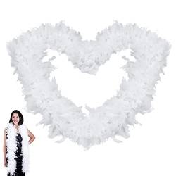 Federboa 2 Meter 80 Gramm Flauschige Federboa Turkey Feather Boas Dekorieren Federschal Boa Kostümzubehör Truthahn Federboa Handwerk Federn Boa Hochzeit Ankleiden Party Karneval Kostüm Dekor (White) von TSLBW