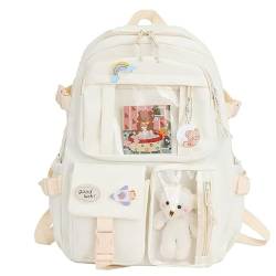 Kawaii Rucksack, Kawaii Rucksack mit Kawaii Pin und Zubehör, Kawaii Rucksack für Mädchen Schüler, Niedlicher ästhetischer Reiserucksack für Teenager-Mädchen von TSLBW