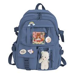 TSLBW Kawaii Rucksack, Kawaii Rucksack mit Kawaii Pin und Zubehör, Kawaii Rucksack für Mädchen Schüler, Niedlicher ästhetischer Reiserucksack für Teenager-Mädchen von TSLBW